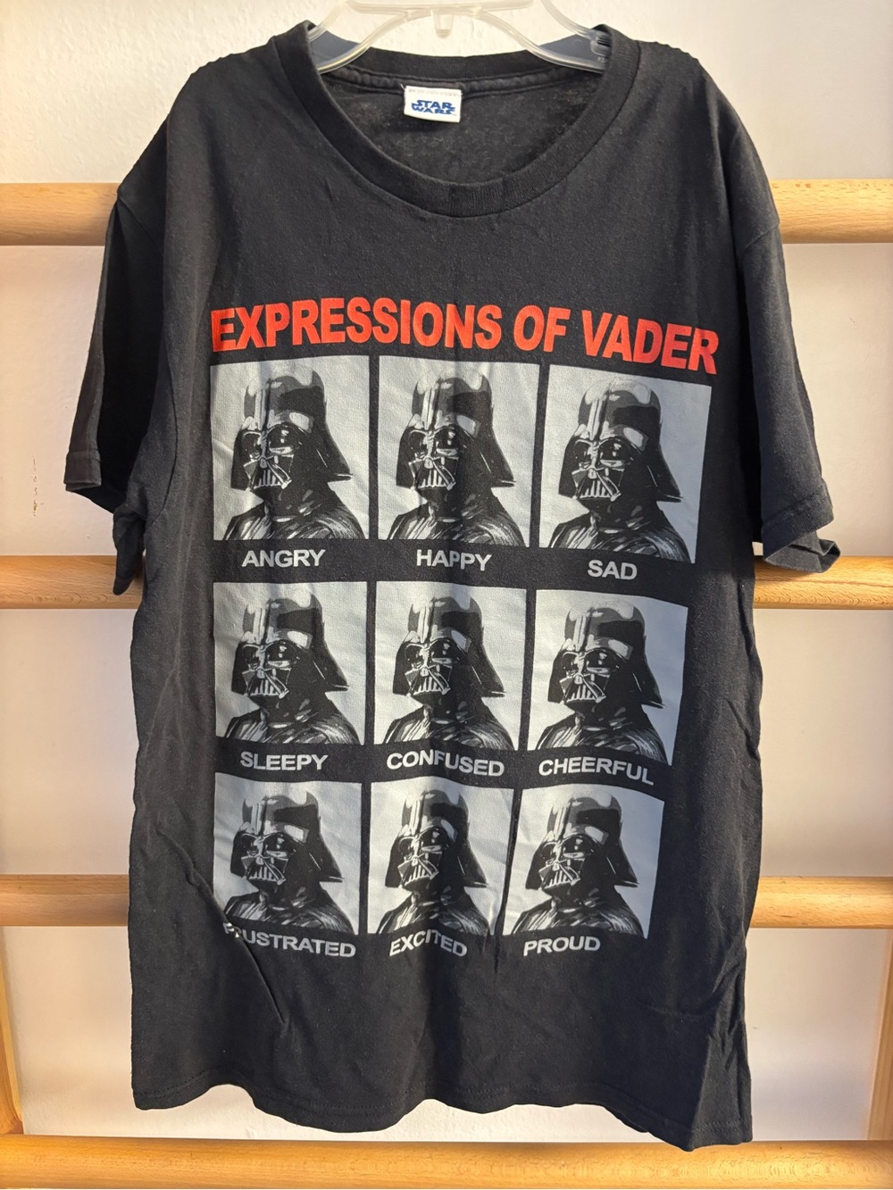 Star Wars Black 'Expressions of Vader' Graphic Tee with Red and Gray Print
